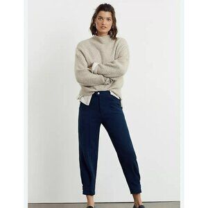 NWT New $128 Anthropologie Magda Tapered Trouser Work Career Navy Blue Pants 0